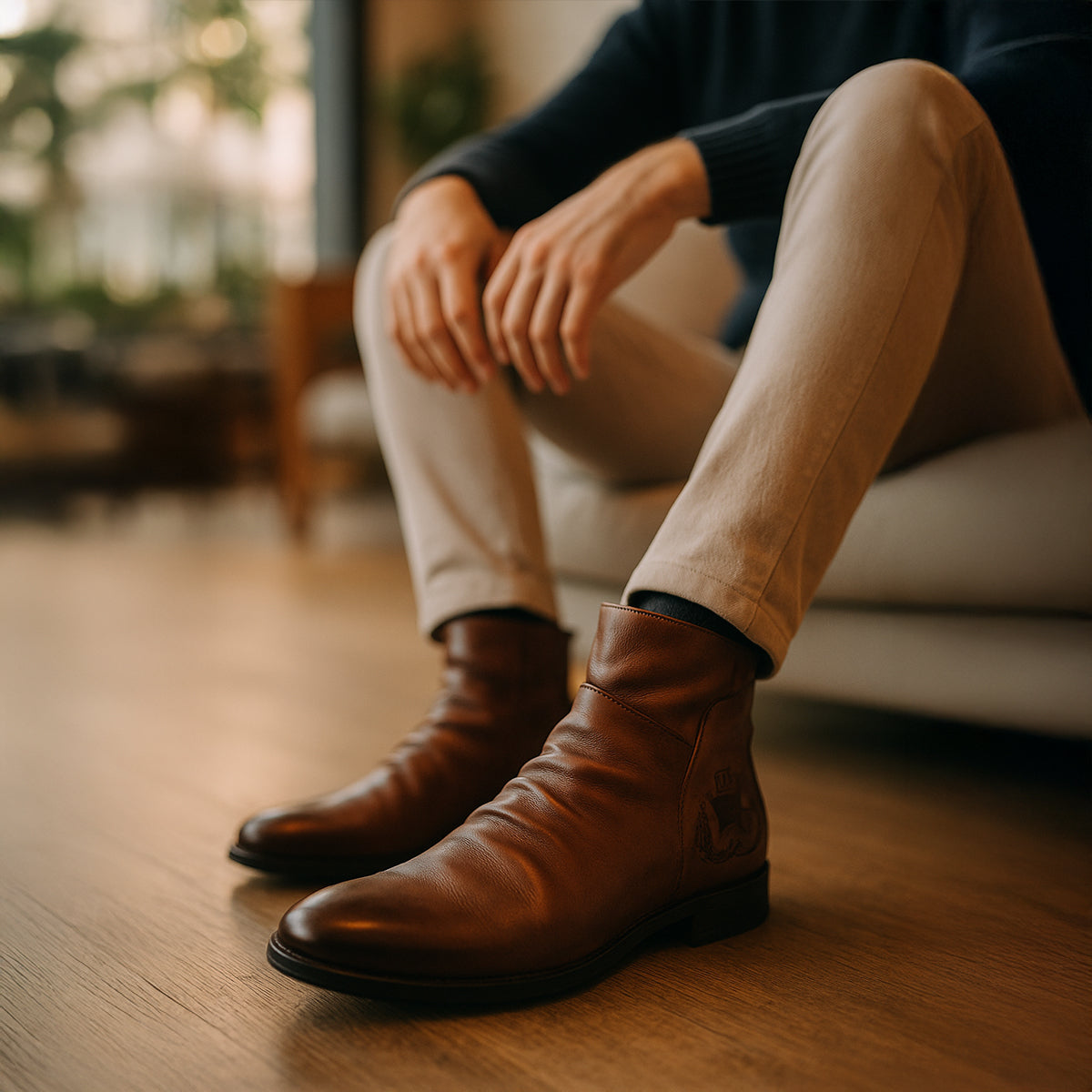 Men's Chelsea Boots Leather Handmade Black