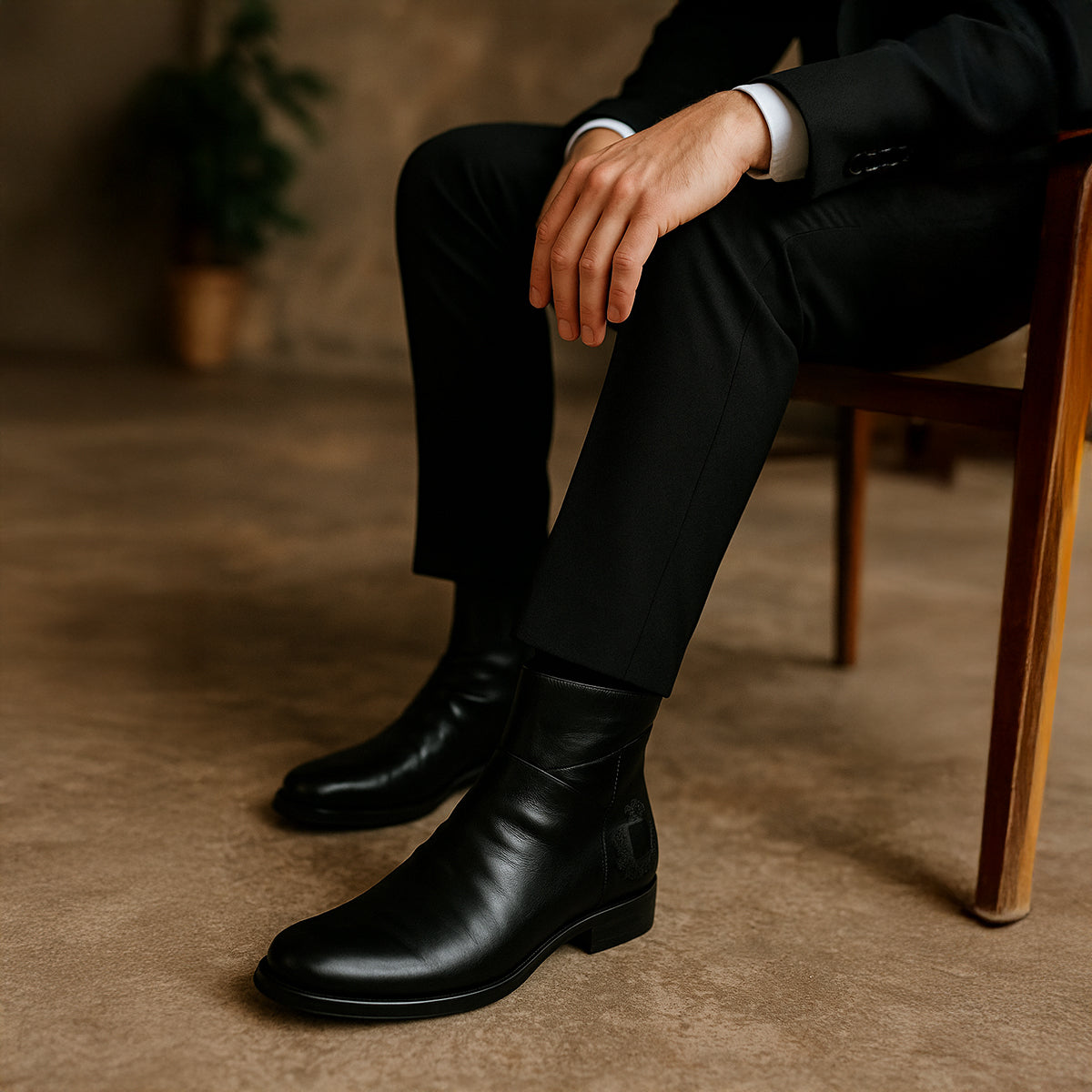 Men's Chelsea Boots Leather Handmade Black