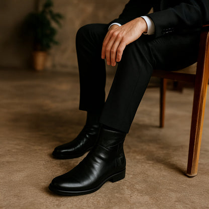 Men's Chelsea Boots Leather Handmade Black