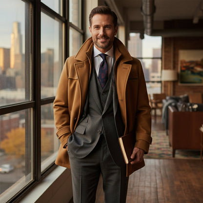 Men's Waterproof Long Jacket Adjustable Cuffs