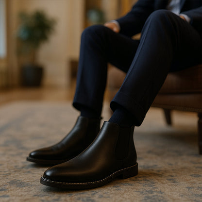 Men's Leather Chelsea Boots Comfortable Black
