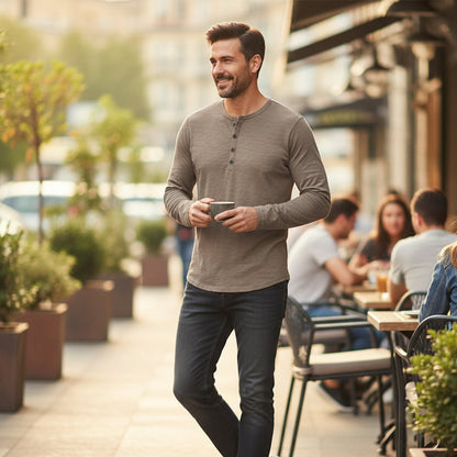 Men's Cotton Long Sleeve Polo Shirt