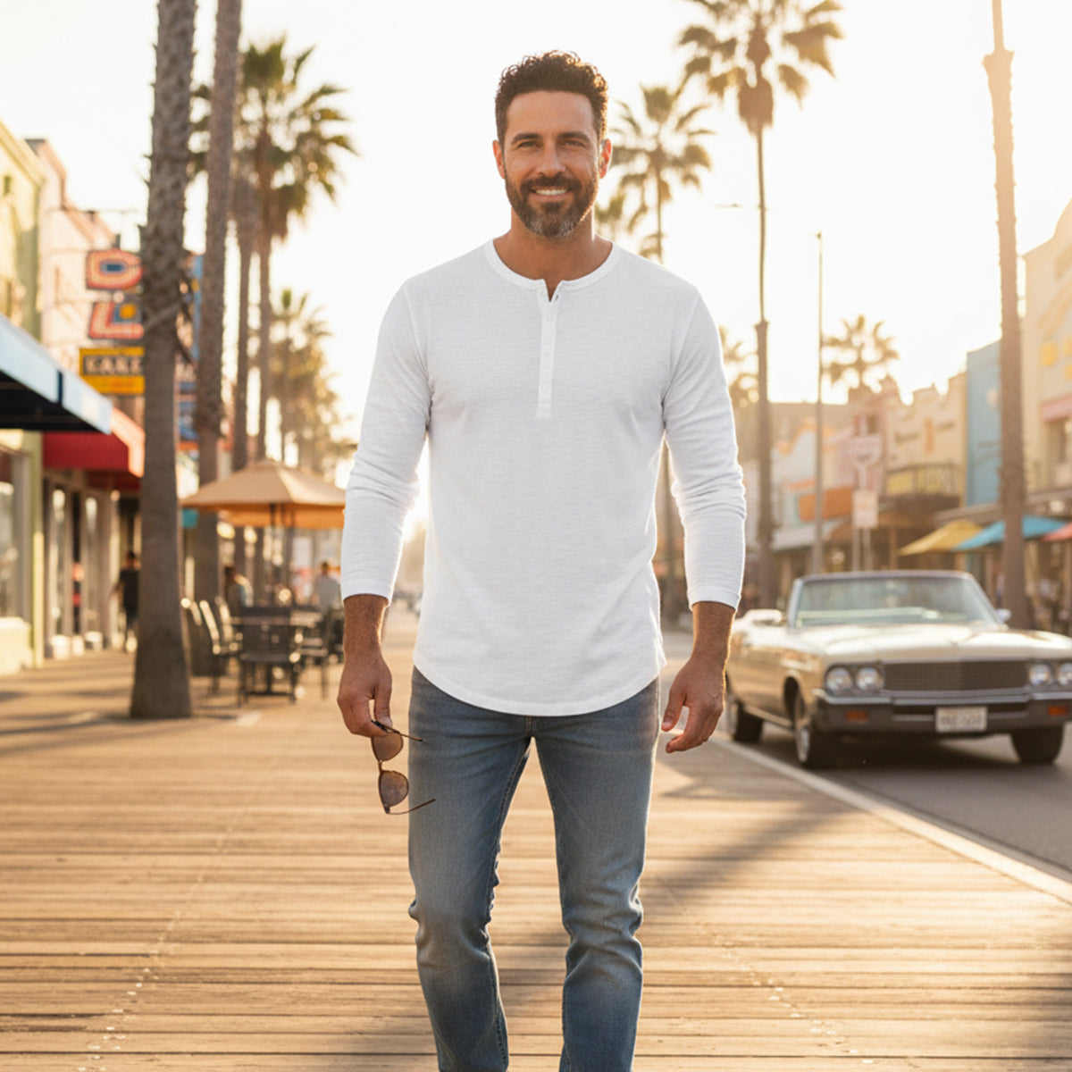 Men's Cotton Long Sleeve Polo Shirt