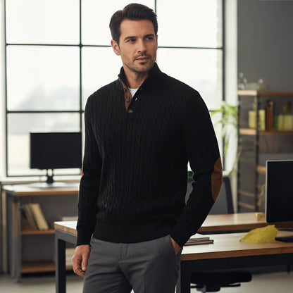Men's Cable Knit Sweater Stand Collar