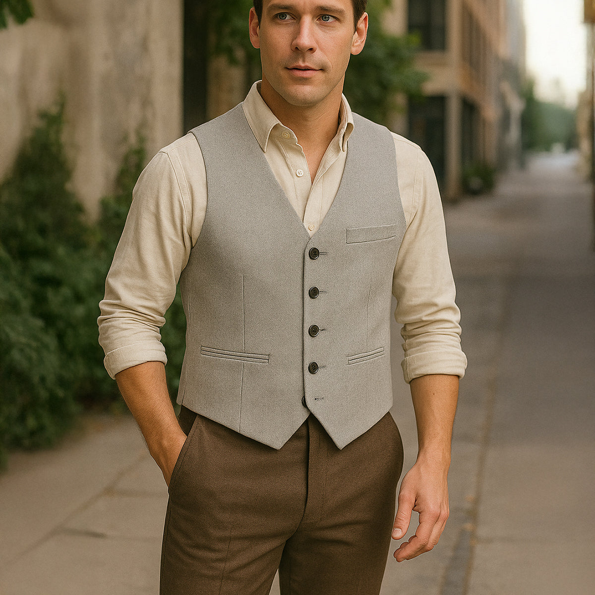 Men's Vintage Button Up Vest