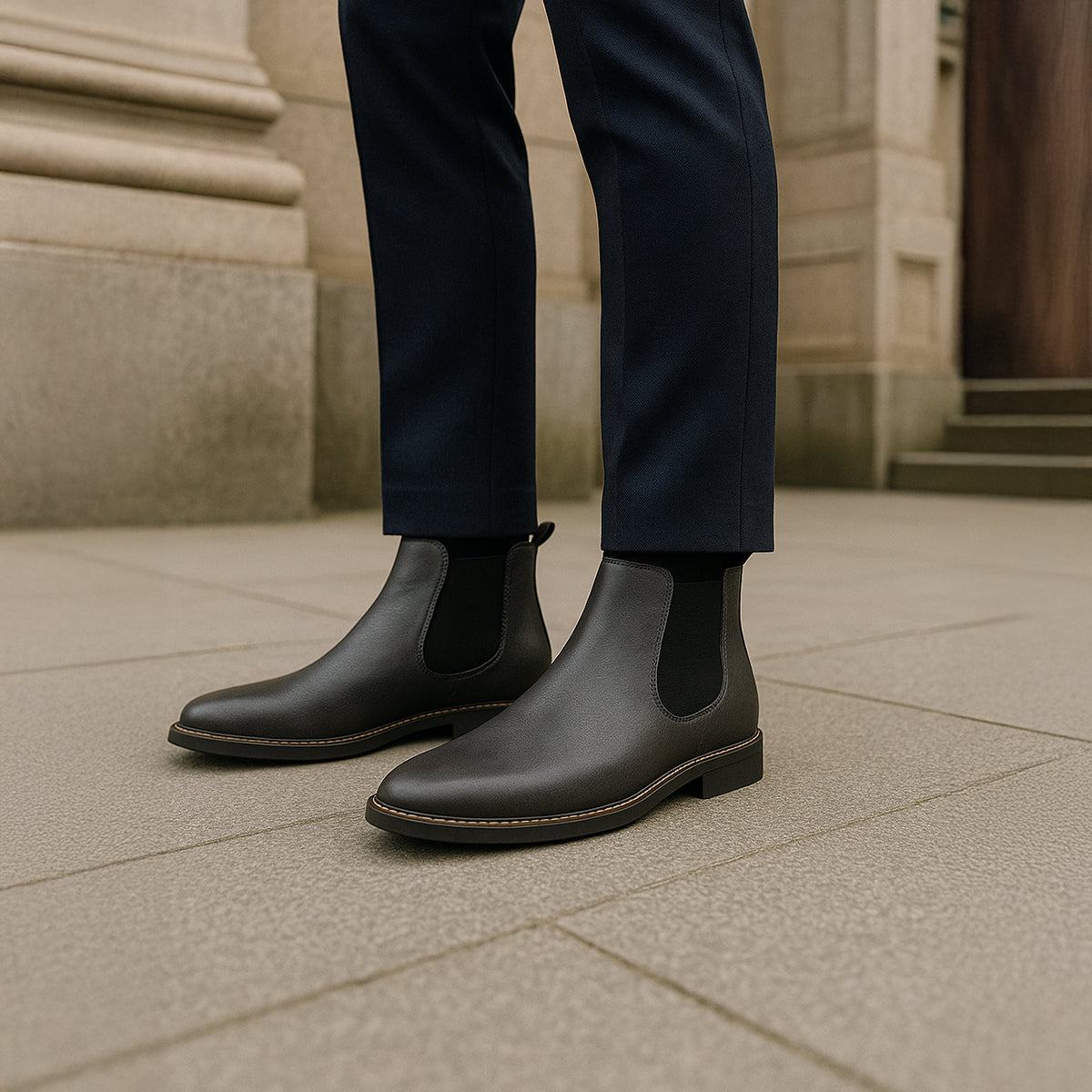 Men's Leather Chelsea Boots Comfortable Black