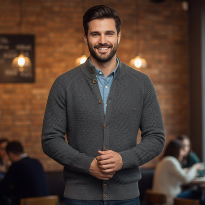 Men's Knitted Cotton Cardigan Button Up Casual