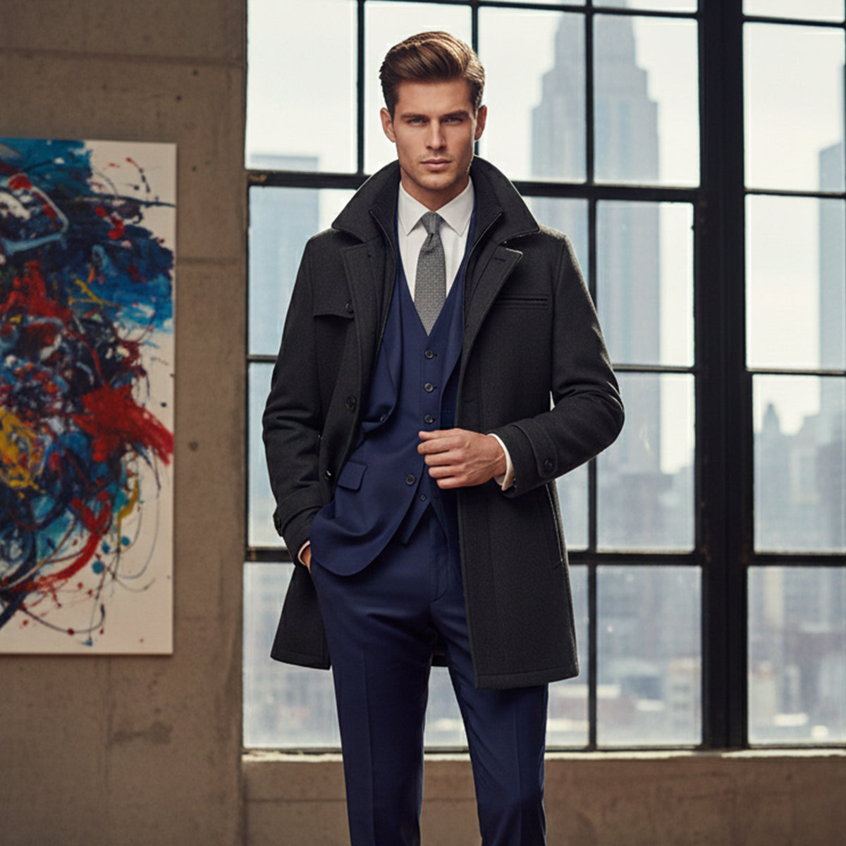 Men's Waterproof Long Jacket Adjustable Cuffs