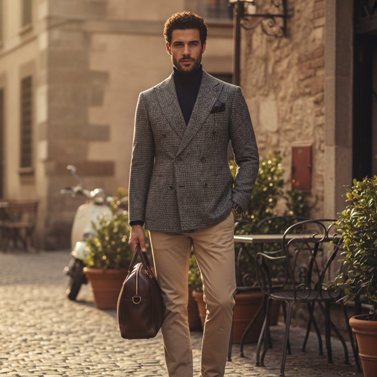 Men's Plaid Blazer Jacket Checked Double Breasted