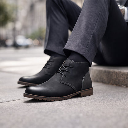 Elder Pine Men's Leather Smart Boots Vintage Style