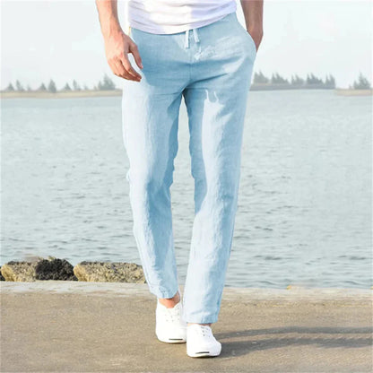 Men's Linen Summer Trousers Casual Airy Beige