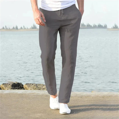 Men's Linen Summer Trousers Casual Airy Beige