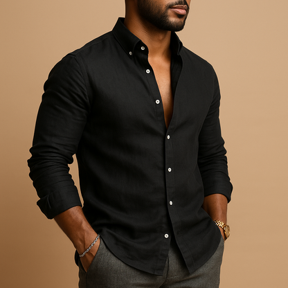 Lightweight breathable summer dress shirt for men with a comfortable classic fit, ideal for warm days, casual outfits, and semi-formal occasions.