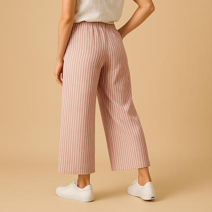 Lightweight breathable summer trousers for women with a comfortable regular fit, ideal for spring and summer outfits, casual wear, and warm weather styling.