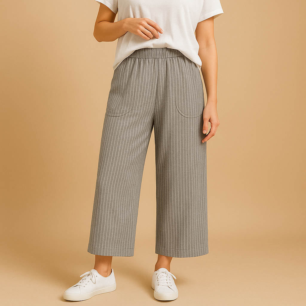 Lightweight breathable summer trousers for women with a comfortable regular fit, ideal for spring and summer outfits, casual wear, and warm weather styling.