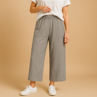 Lightweight breathable summer trousers for women with a comfortable regular fit, ideal for spring and summer outfits, casual wear, and warm weather styling.