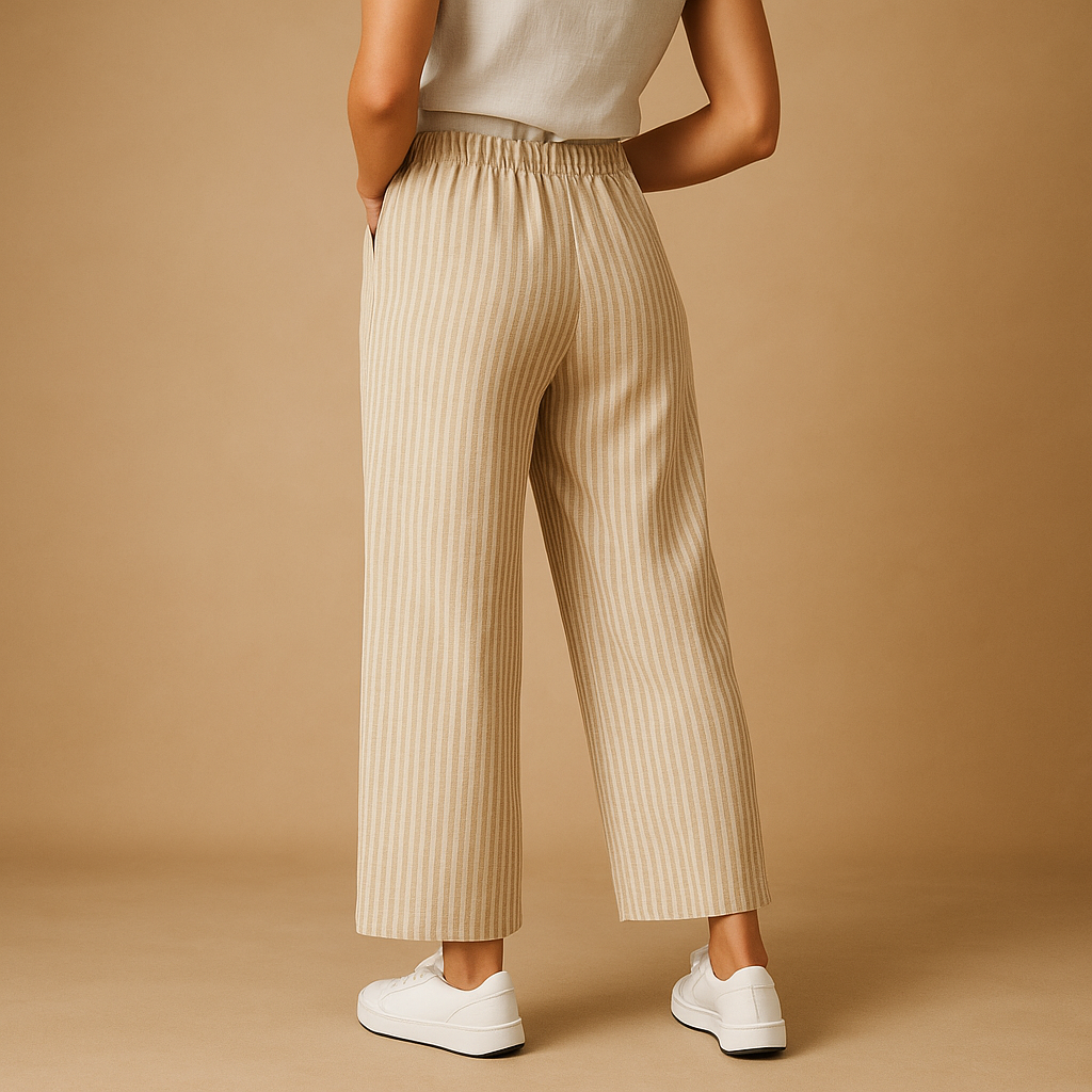 Lightweight breathable summer trousers for women with a comfortable regular fit, ideal for spring and summer outfits, casual wear, and warm weather styling.