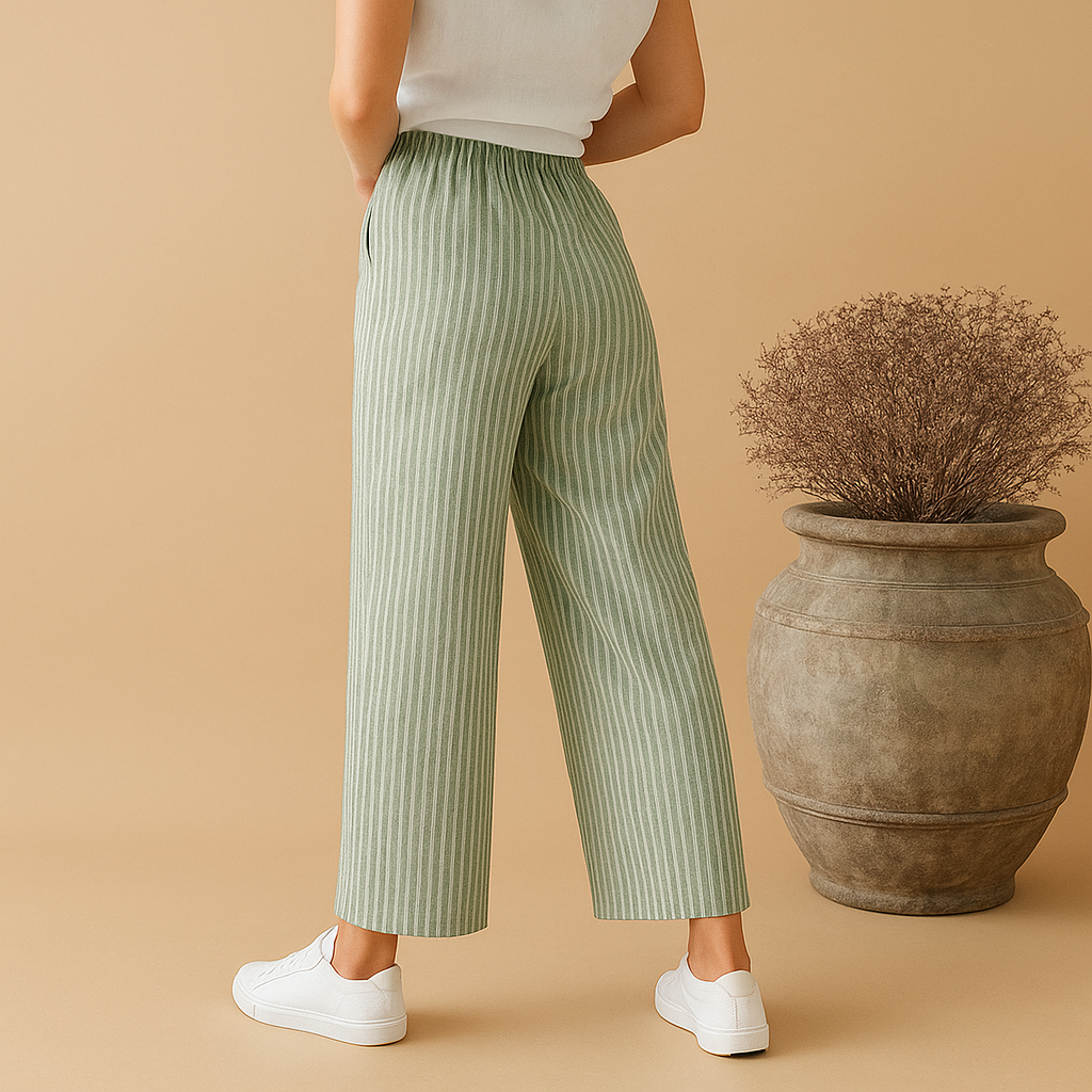 Lightweight breathable summer trousers for women with a comfortable regular fit, ideal for spring and summer outfits, casual wear, and warm weather styling.