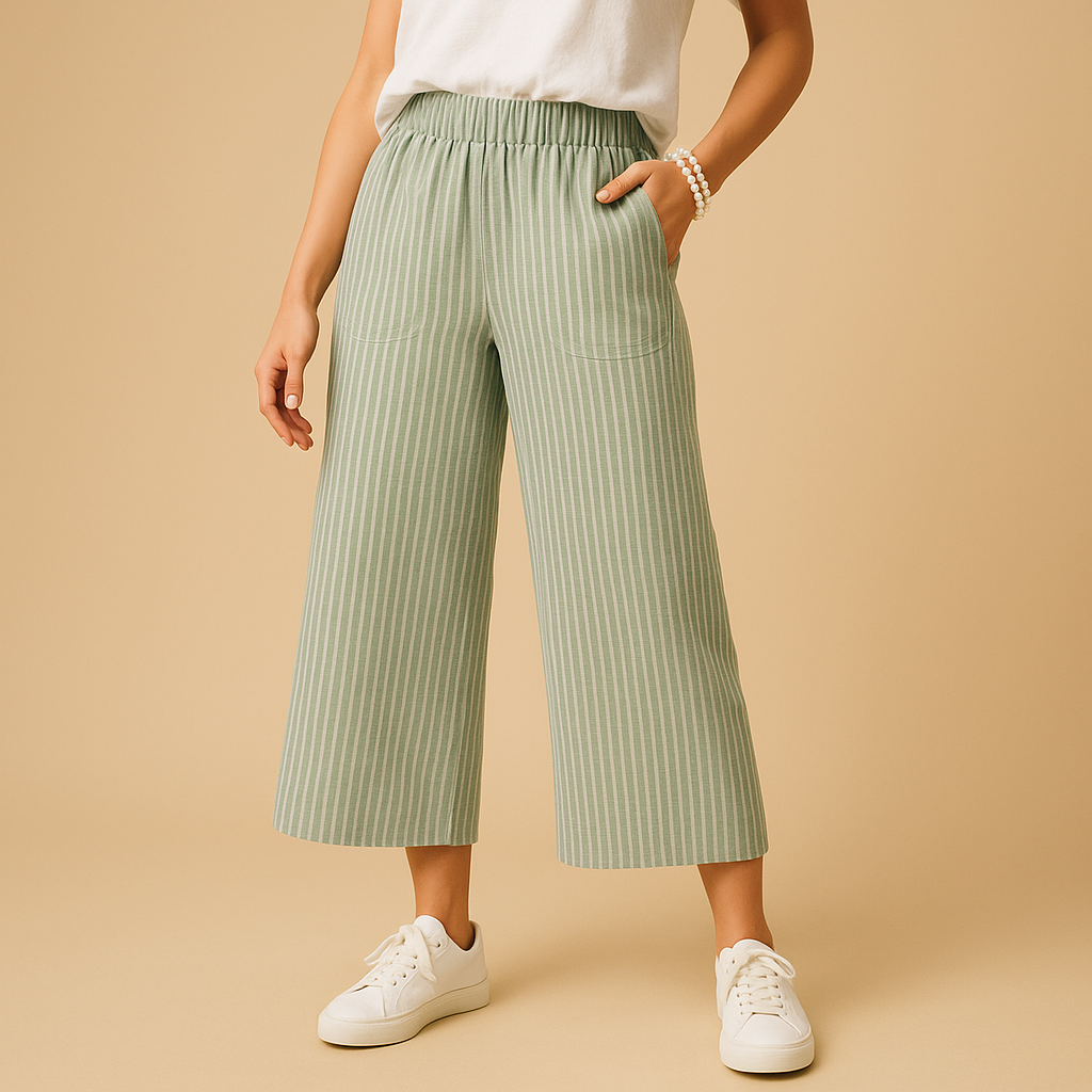 Lightweight breathable summer trousers for women with a comfortable regular fit, ideal for spring and summer outfits, casual wear, and warm weather styling.