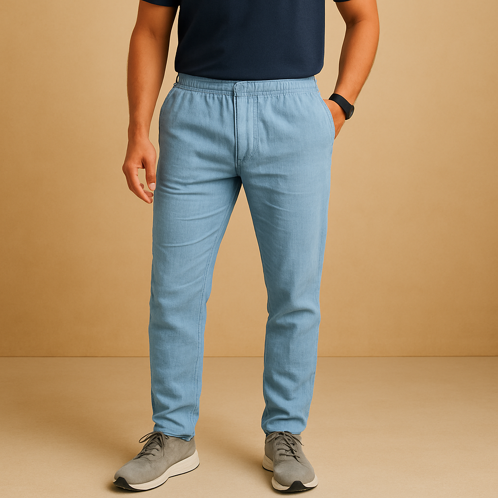 Men’s lightweight casual summer pants with breathable fabric and relaxed fit, perfect for beach days, summer outings, and everyday wear.