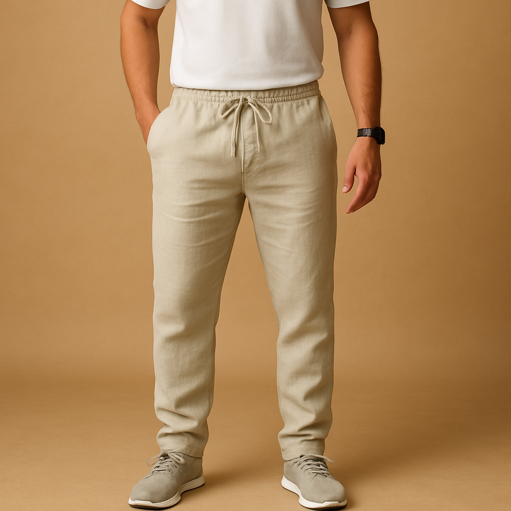 Men’s lightweight casual summer pants with breathable fabric and relaxed fit, perfect for beach days, summer outings, and everyday wear.