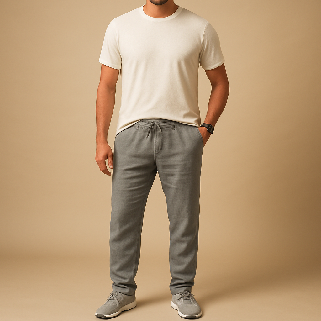 Men’s lightweight casual summer pants with breathable fabric and relaxed fit, perfect for beach days, summer outings, and everyday wear.
