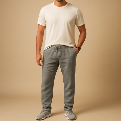 Men’s lightweight casual summer pants with breathable fabric and relaxed fit, perfect for beach days, summer outings, and everyday wear.