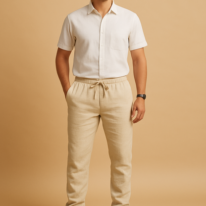 Men’s lightweight casual summer pants with breathable fabric and relaxed fit, perfect for beach days, summer outings, and everyday wear.