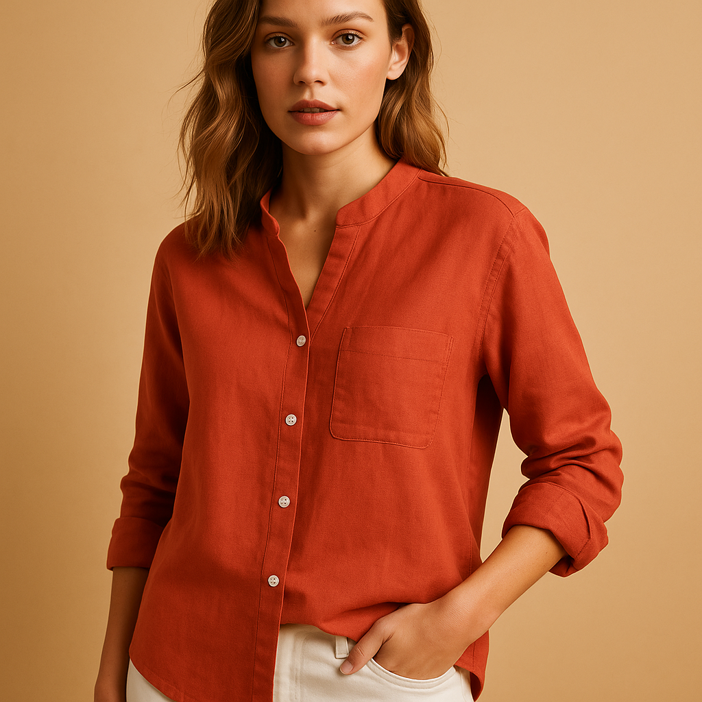 Women’s lightweight classic shirt with a tailored fit, long sleeves, and button closure, ideal for casual outfits, office wear, and formal occasions.