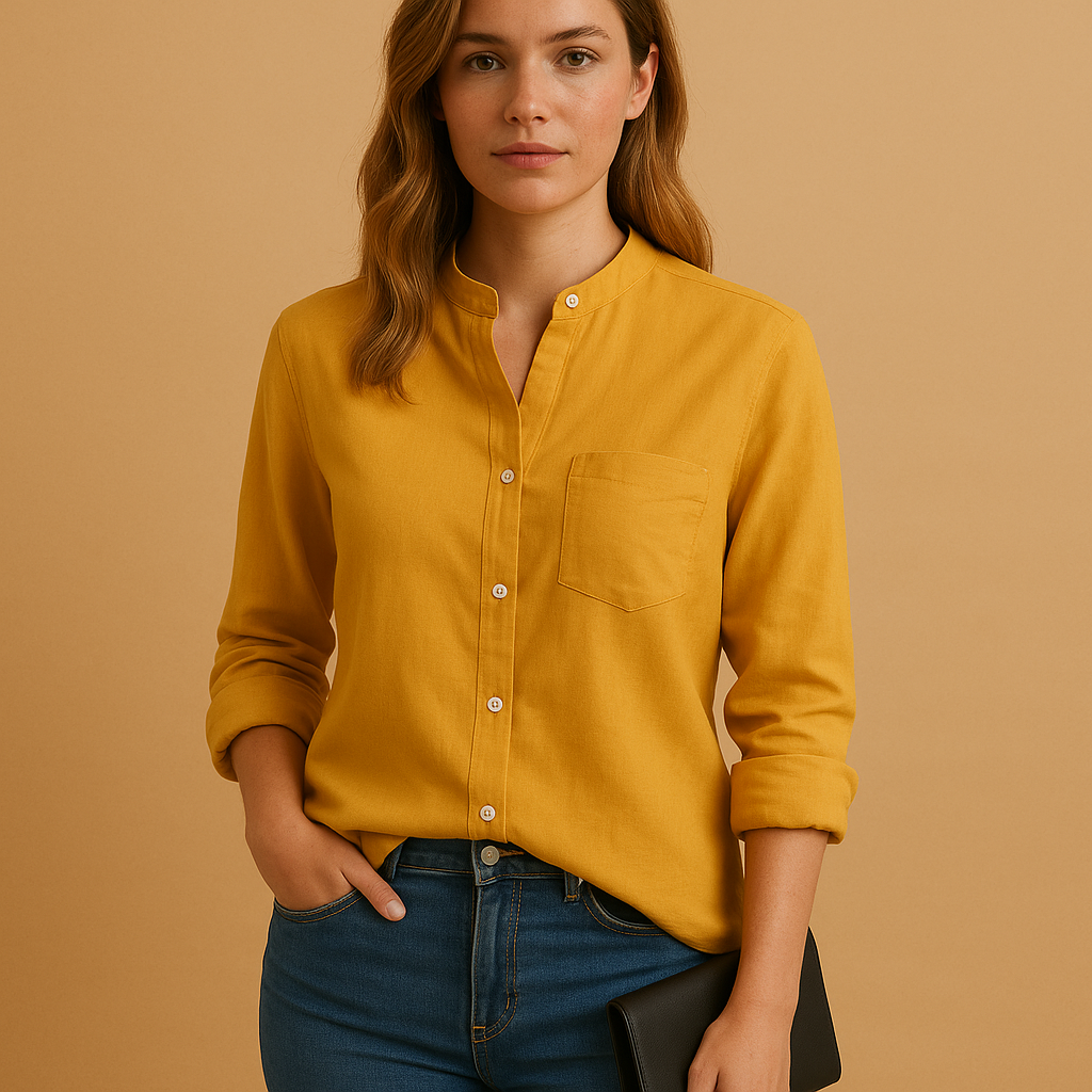 Women’s lightweight classic shirt with a tailored fit, long sleeves, and button closure, ideal for casual outfits, office wear, and formal occasions.