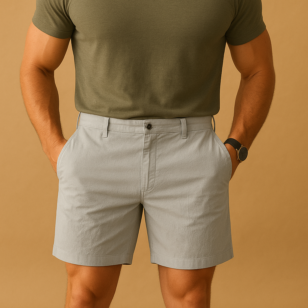 Men’s lightweight elegant summer shorts with relaxed fit, perfect for casual outings, summer dinners, and everyday warm weather wear.