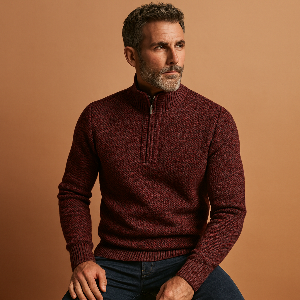 Lightweight knit sweater for men with breathable fabric and timeless design, ideal for casual and business wear in autumn and winter.