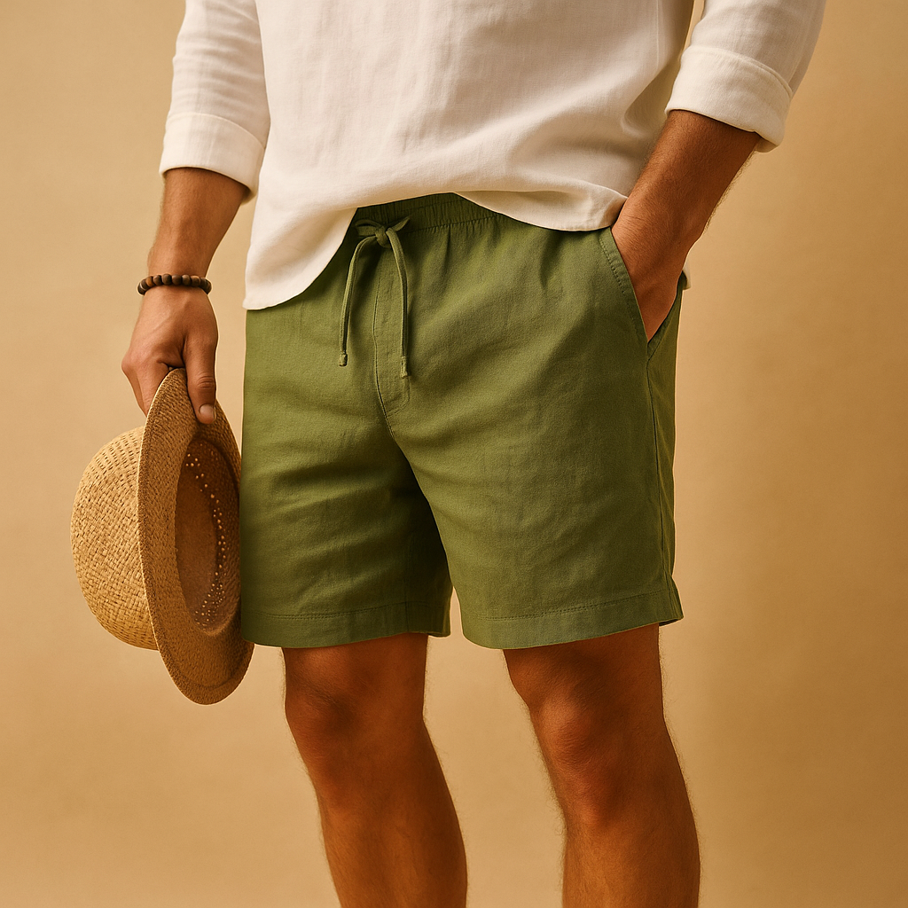 Men’s lightweight summer shorts with drawstring and side pockets, perfect for beach days, warm weather, and casual everyday wear.