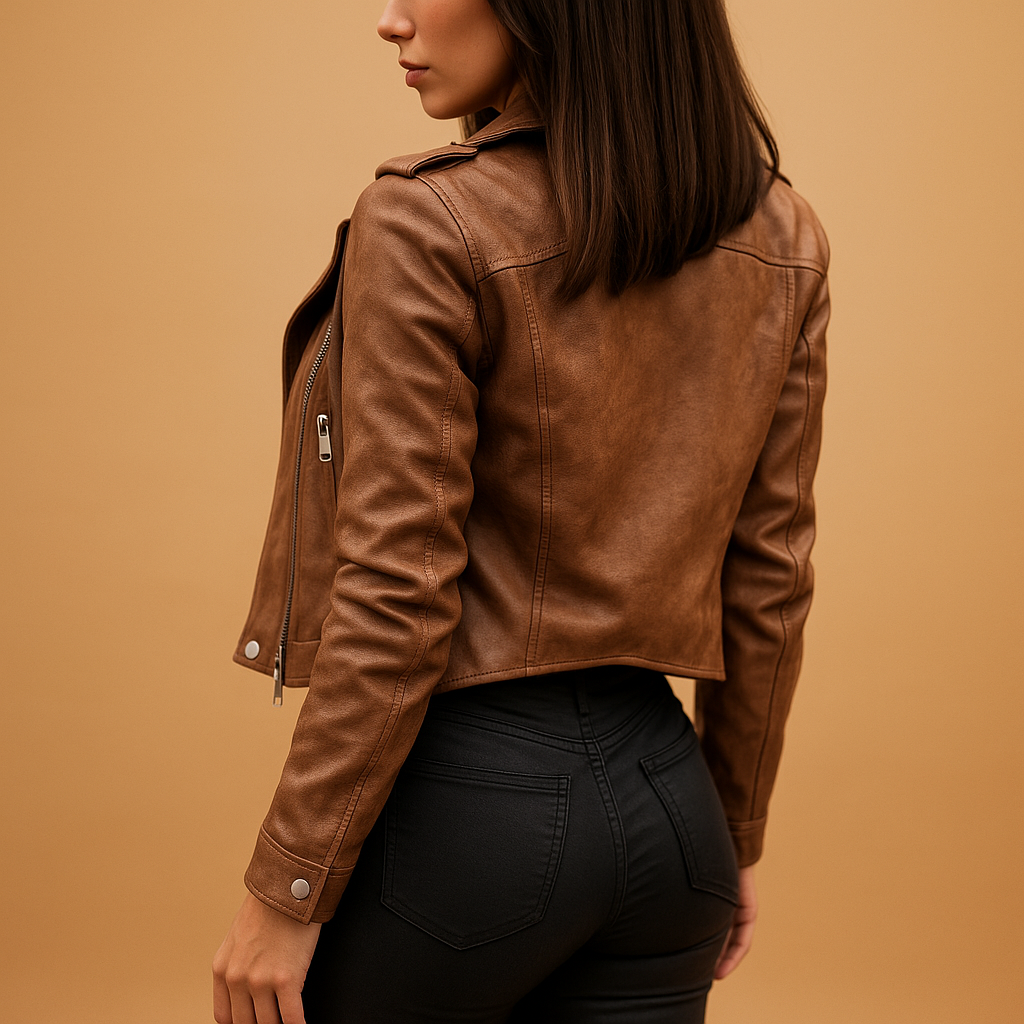 Woman wearing a lightweight tailored jacket with breathable fabric, zipper closure, and stand collar, suitable for daily wear and formal occasions.