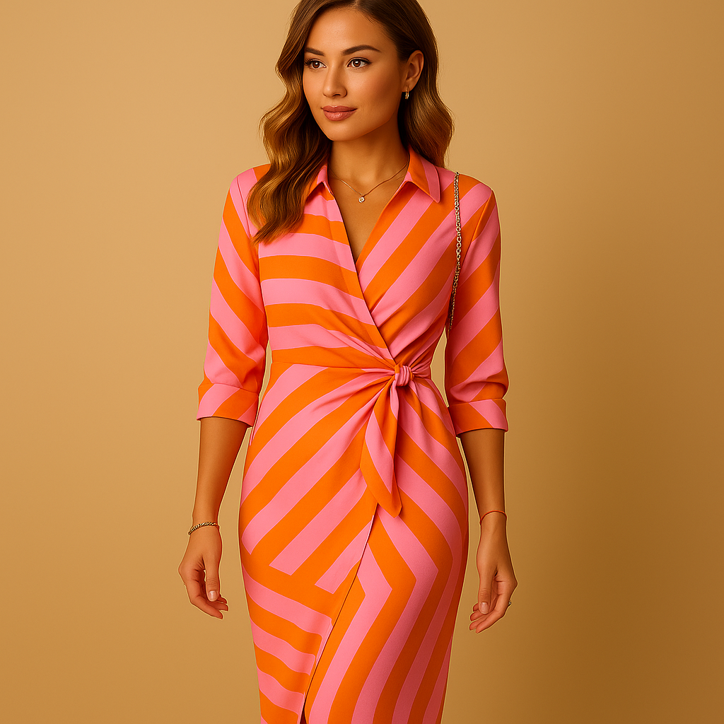 Women's Collar Wrap Dress Lightweight - VibreMode