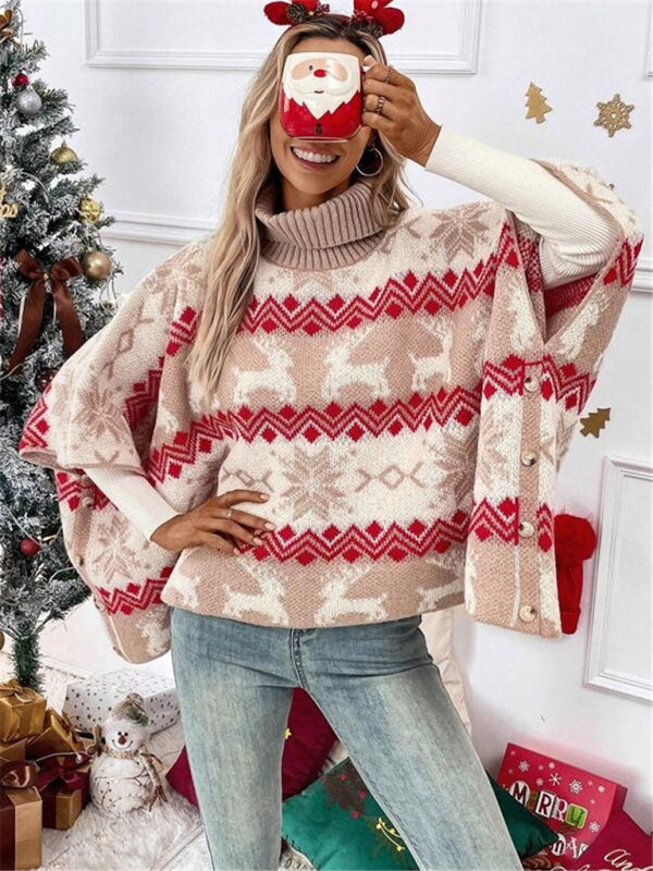 Image of Lila | Women's Oversized Turtleneck Poncho Sweater
