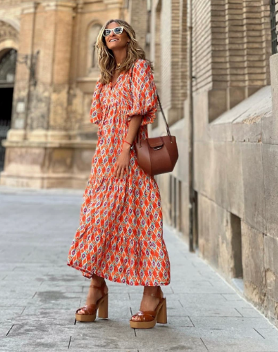 Image of Liliana | Women's V-Neck Long Sleeve Maxi Dress