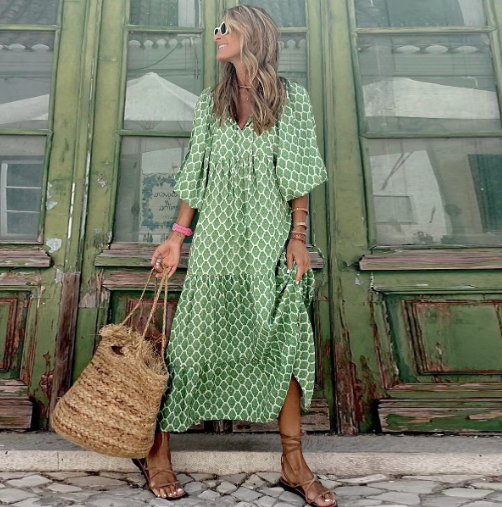 Image of Liliana | Women's V-Neck Long Sleeve Maxi Dress
