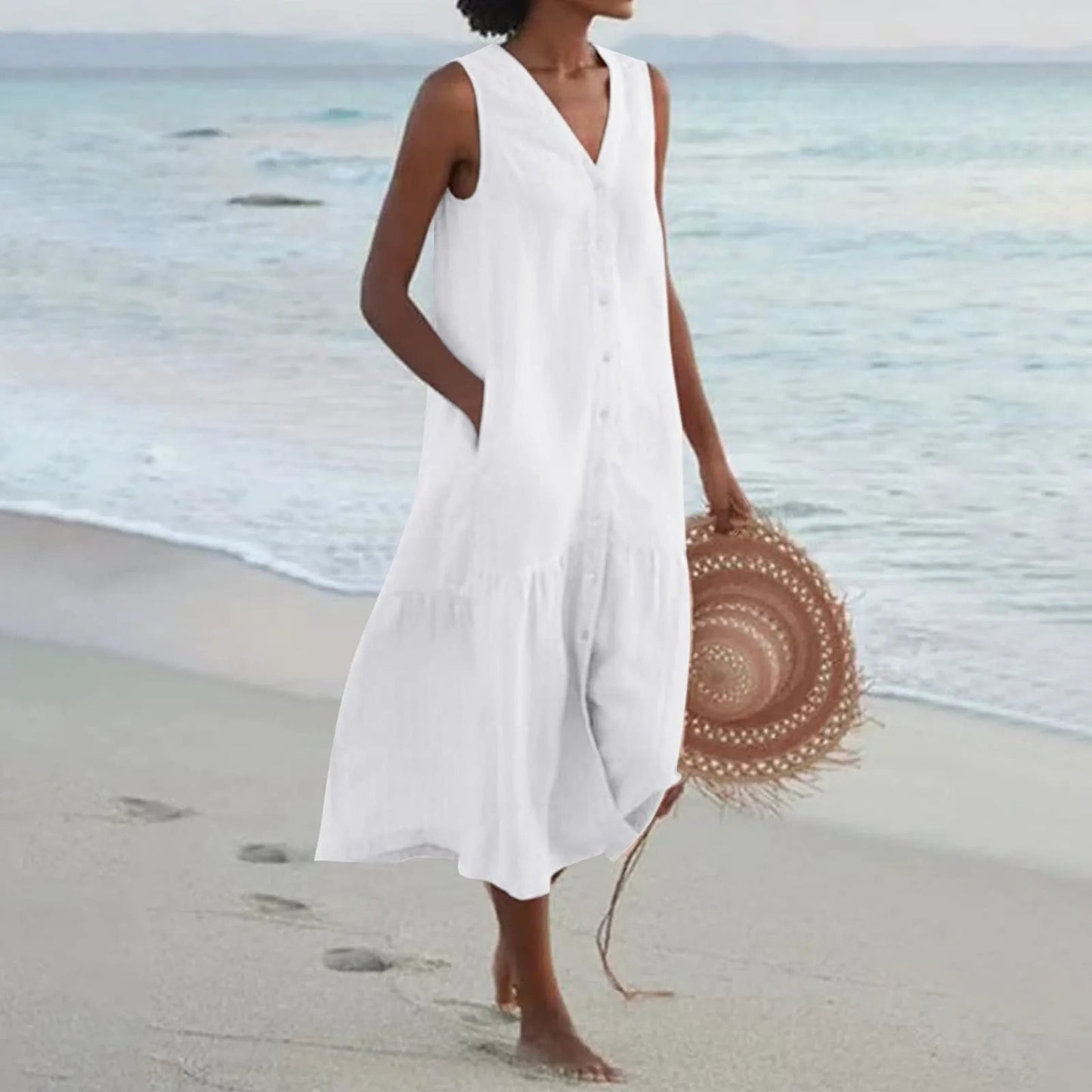 Lilly Women's Sleeveless A-Line Midi Dress - VibreMode