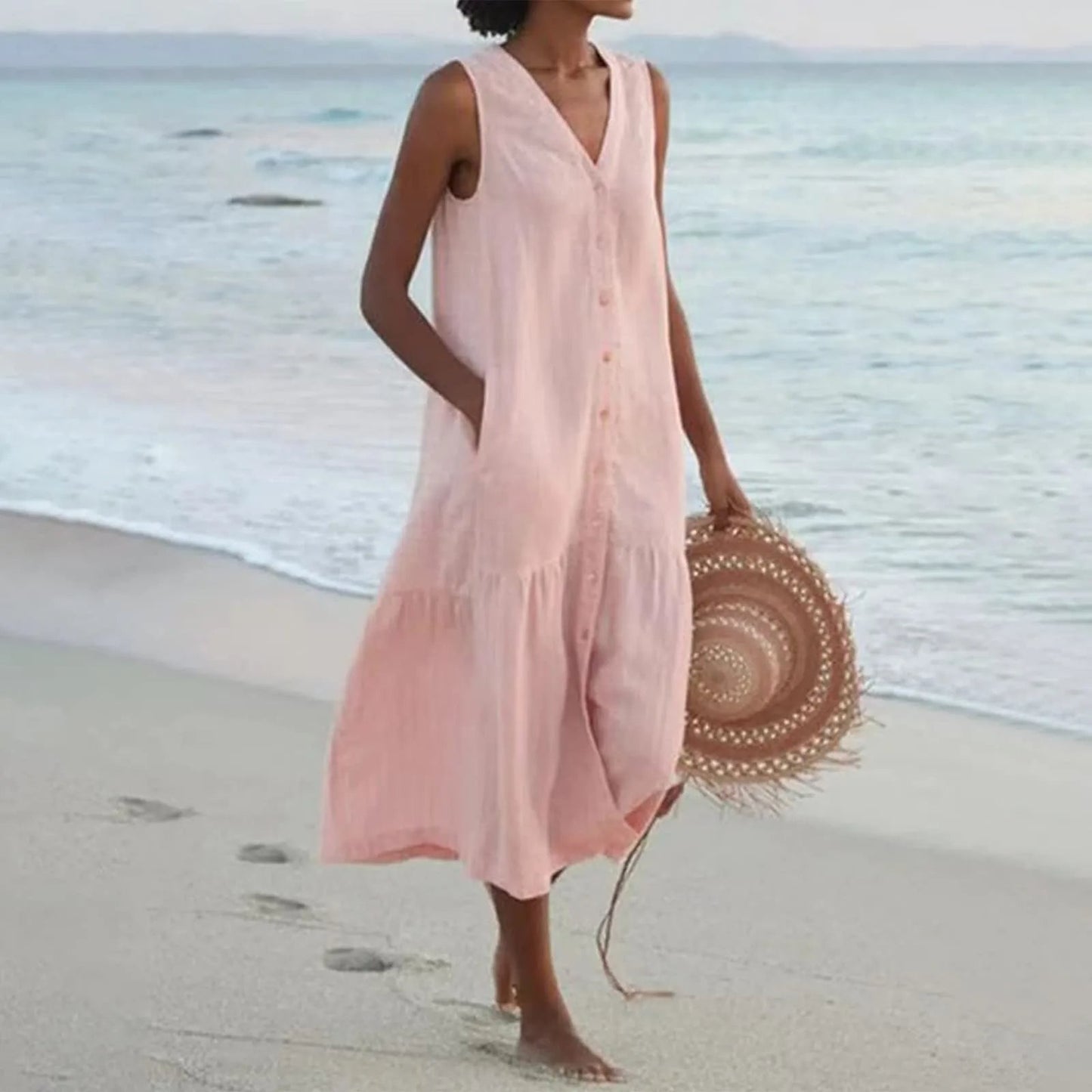 Image of Lilly | Women's Sleeveless A-Line Midi Dress