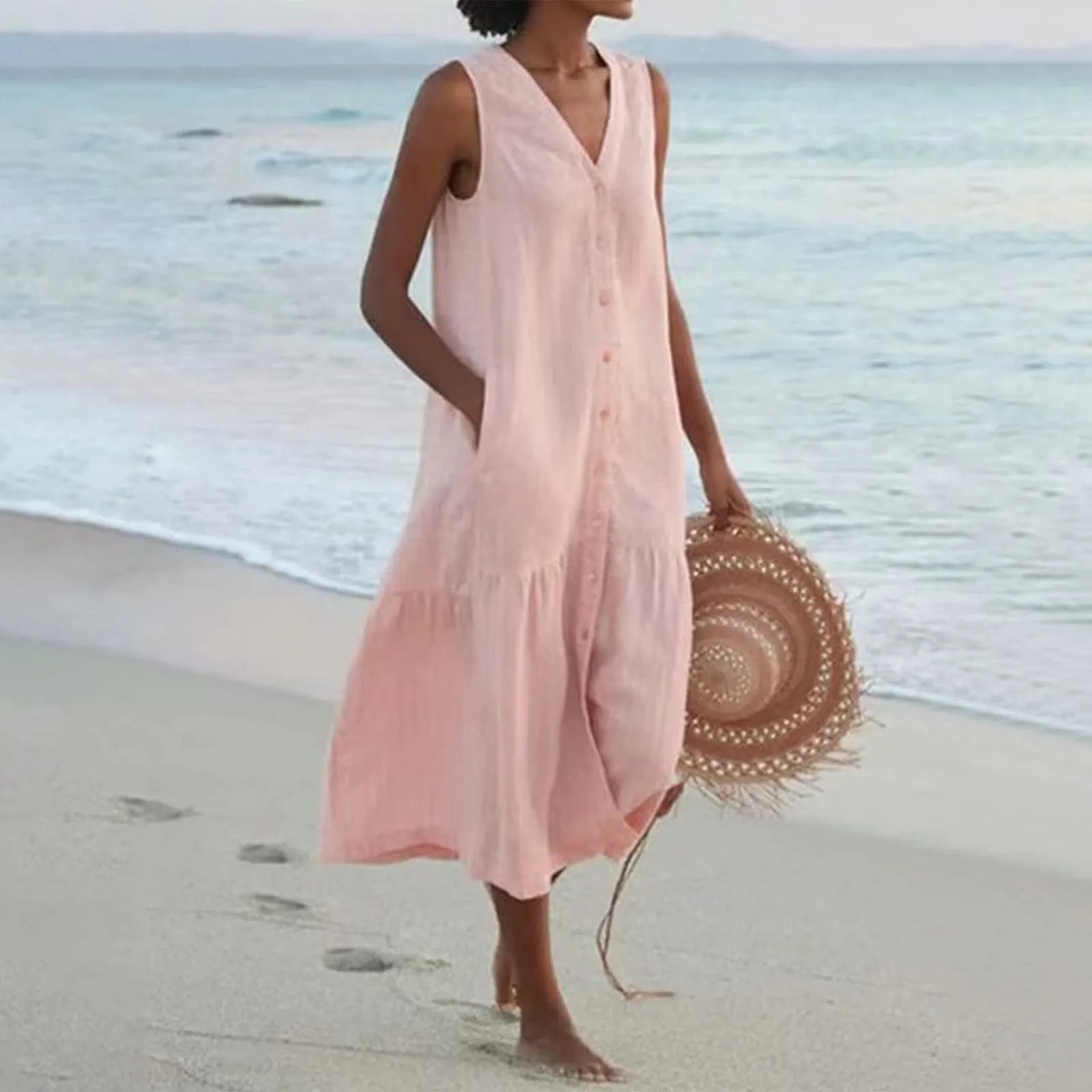 Image of Lilly | Women's Sleeveless A-Line Midi Dress