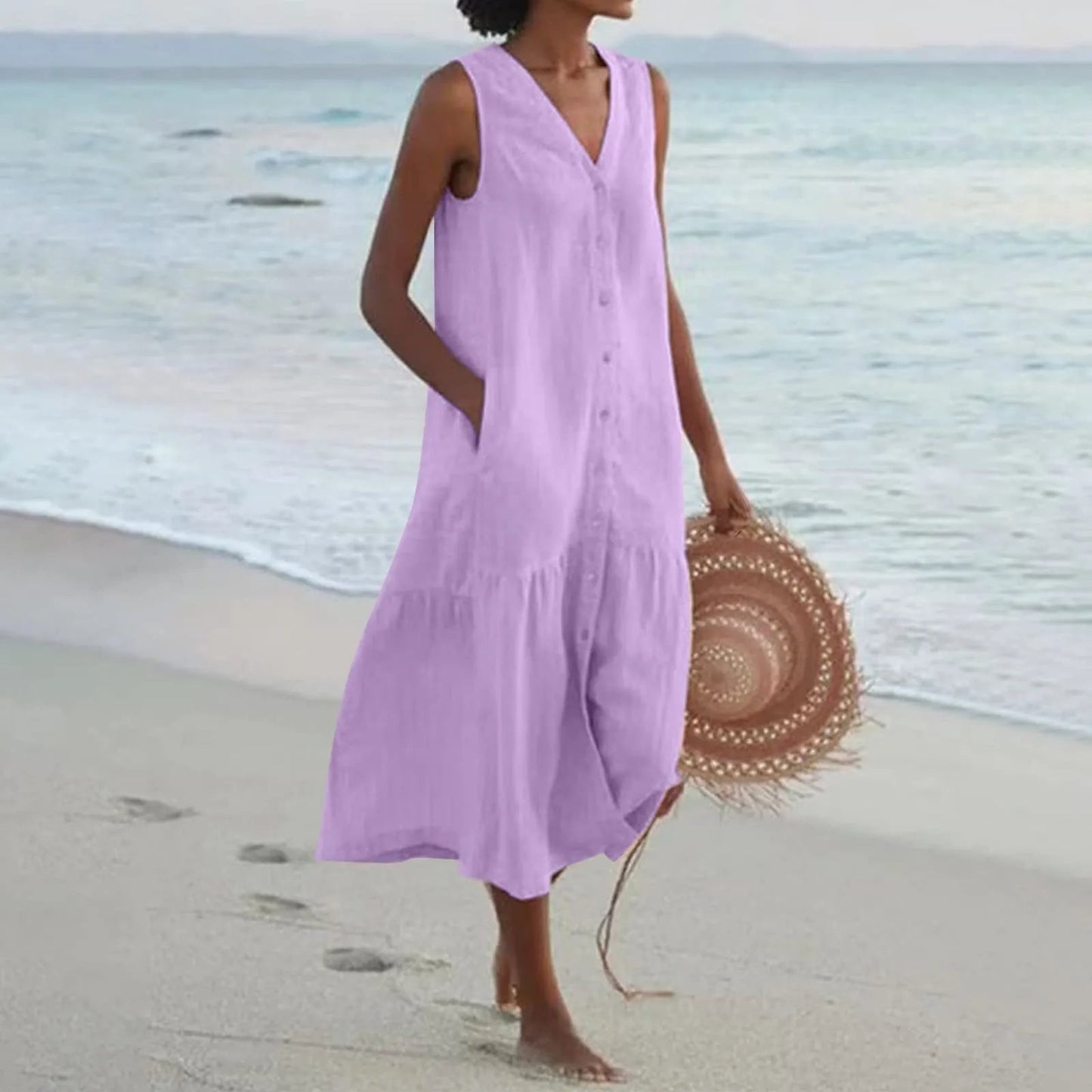 Image of Lilly | Women's Sleeveless A-Line Midi Dress
