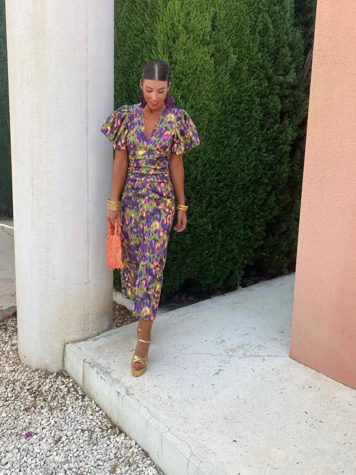 Elegant Ladies Floral Midi Summer Dress