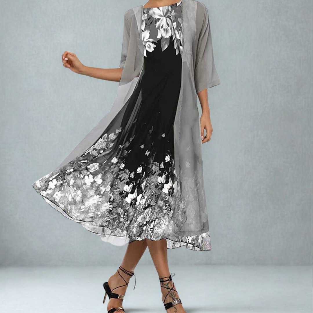 Image of Linda | Women's A-Line Midi Floral Dress