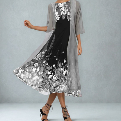 Image of Linda | Women's A-Line Midi Floral Dress