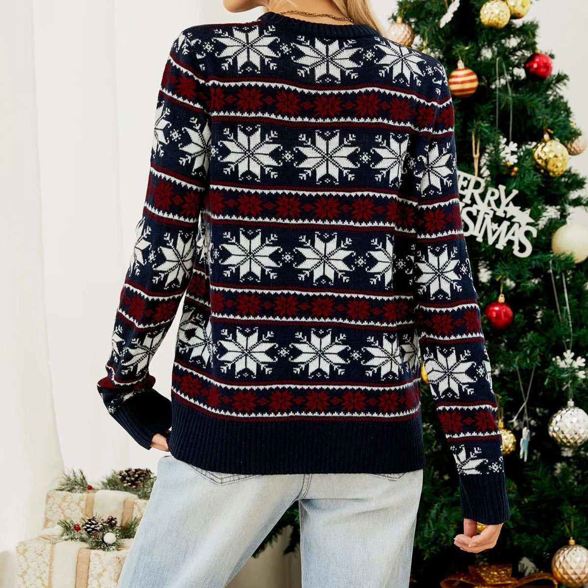Image of Linda | Women's Fair Isle Crew Neck Sweater