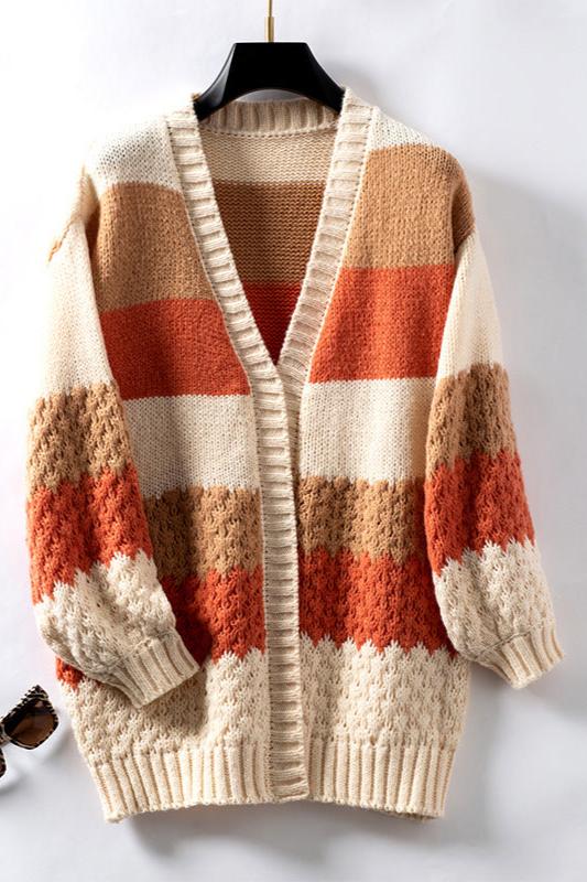 Image of Linda | Women's Long Sleeve Striped Cardigan