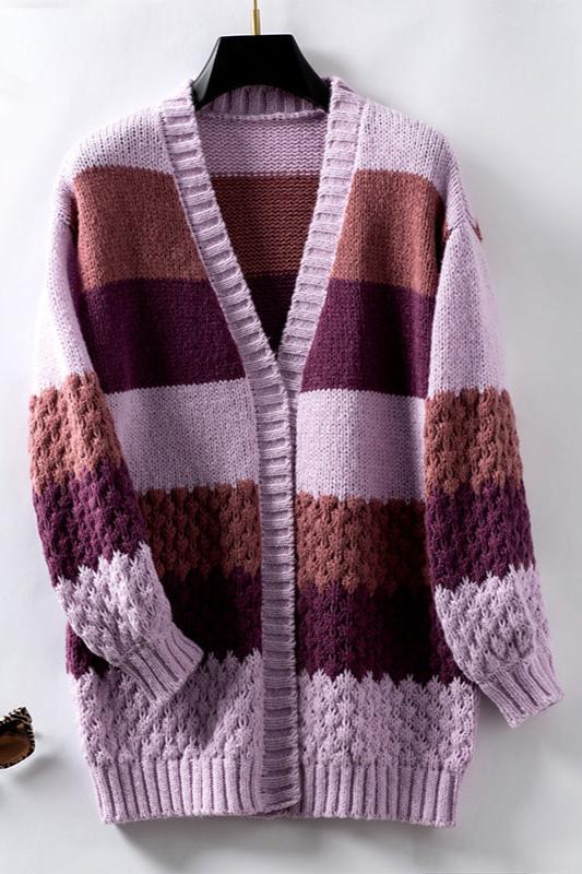 Image of Linda | Women's Long Sleeve Striped Cardigan