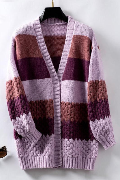 Image of Linda | Women's Long Sleeve Striped Cardigan