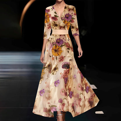 Women's V-Neck A-Line Maxi Dress